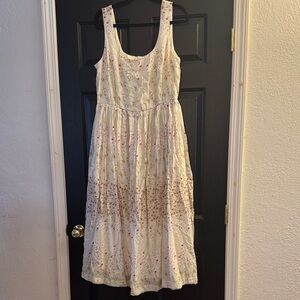 Taylor Cream Midi Dress with Pink Floral Print